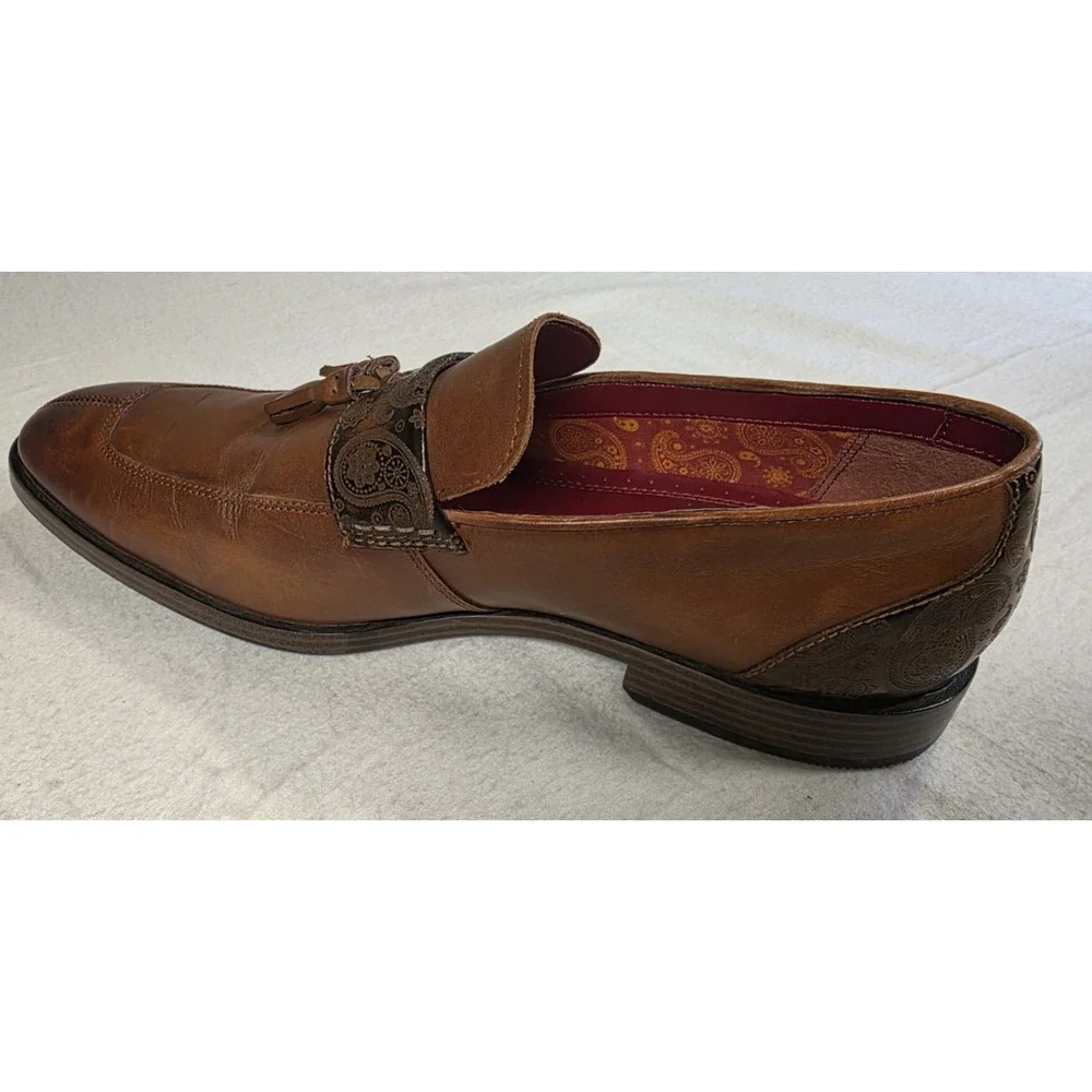 Stacy Adams Quinby Mock Toe Brown Leather Shoes‎ Size 11 Mens Paisley